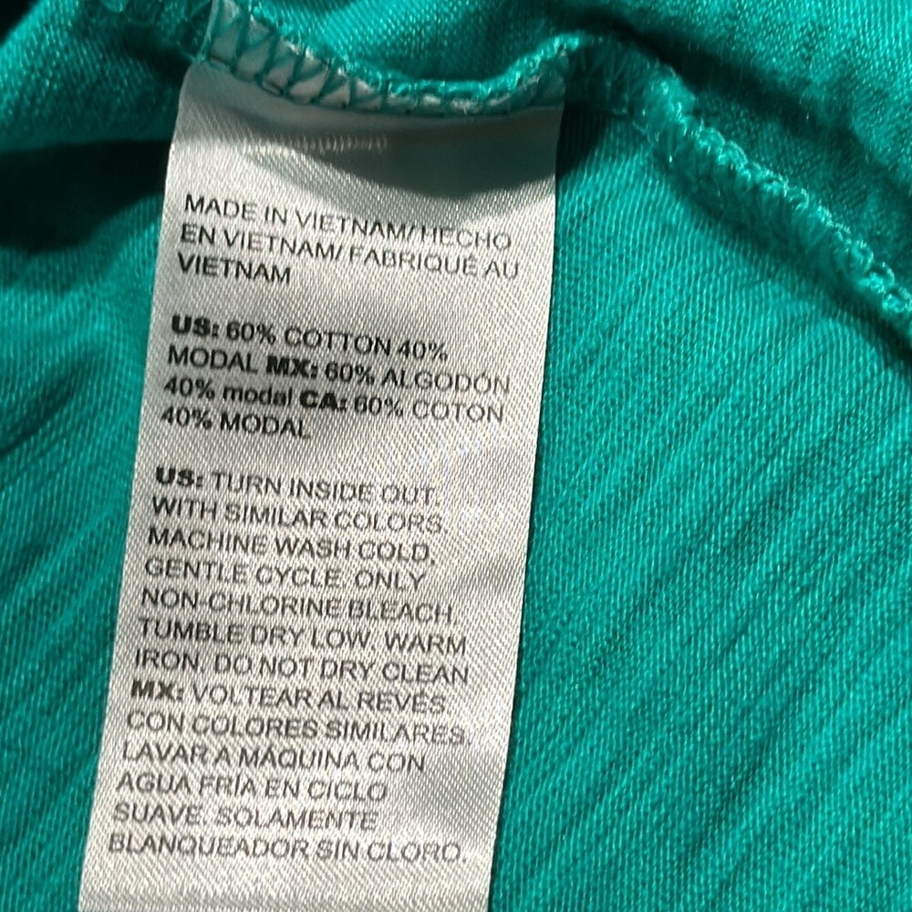 Chicos The Ultimate Tee Teal Green Button Back 3/4 Sleeve Top Size 2 L Large - Picture 5 of 6